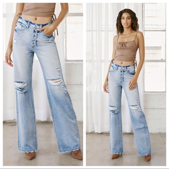 Friday Night Fling Ultra High Rise 90s Flare Jeans - Picture 1 of 6